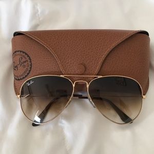 Ray Bans Gold Aviator Light Brown Gradient